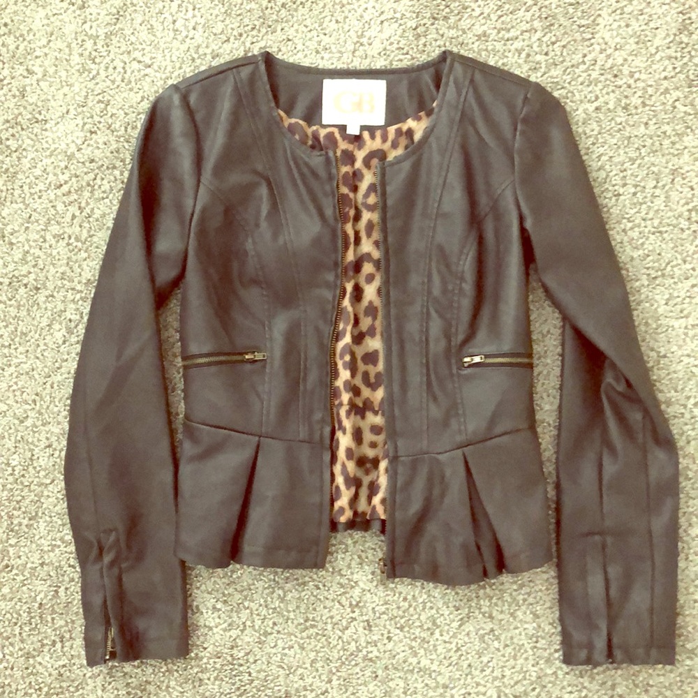 GB size small brown pleather jacket.